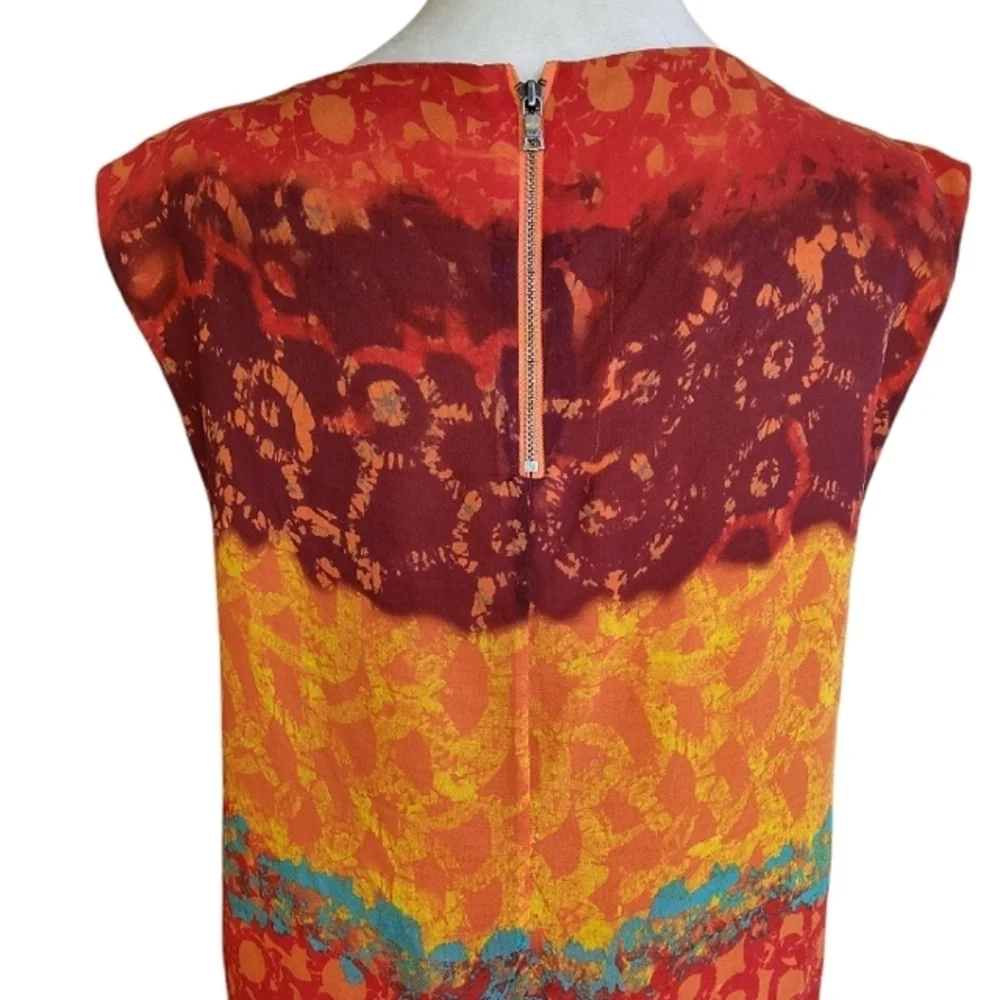 Alice + Olivia Colorful Abstract Print Silk Sleeveless Blouse Size Small